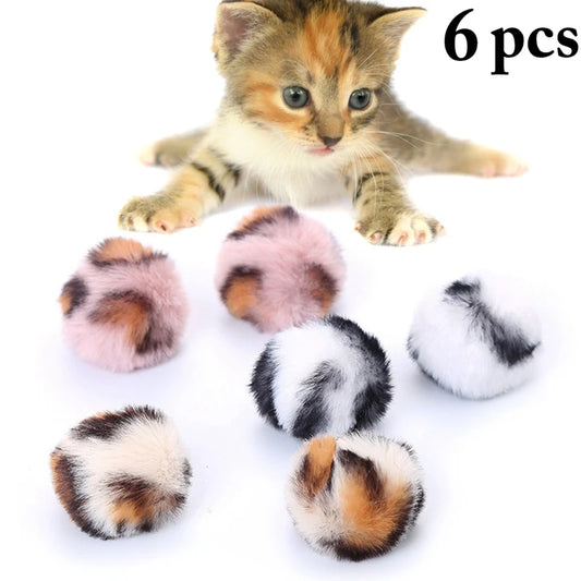 6pcs Pet Cat Toy Cat Chew Toy Plush Fashion Kitten Ball Toy Kitten