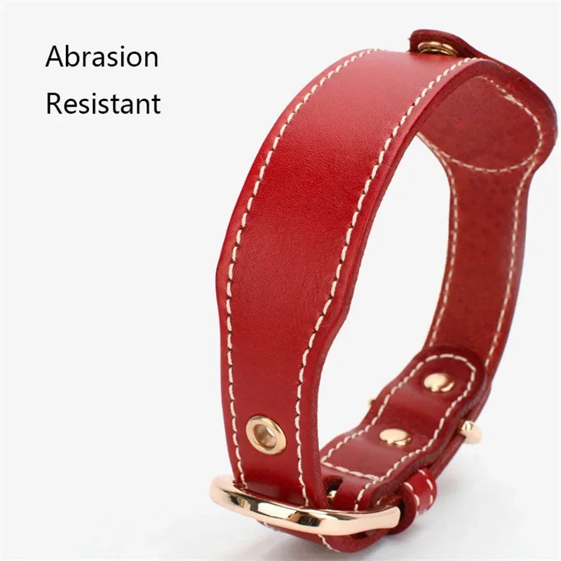 Genuine Leather Airtags Collar Puppy Medium Dog Anti-lost Pet Collar