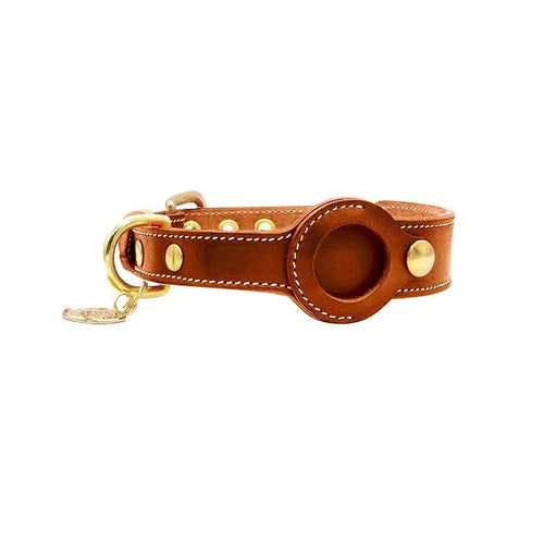 Genuine Leather Airtags Collar Puppy Medium Dog Anti-lost Pet Collar