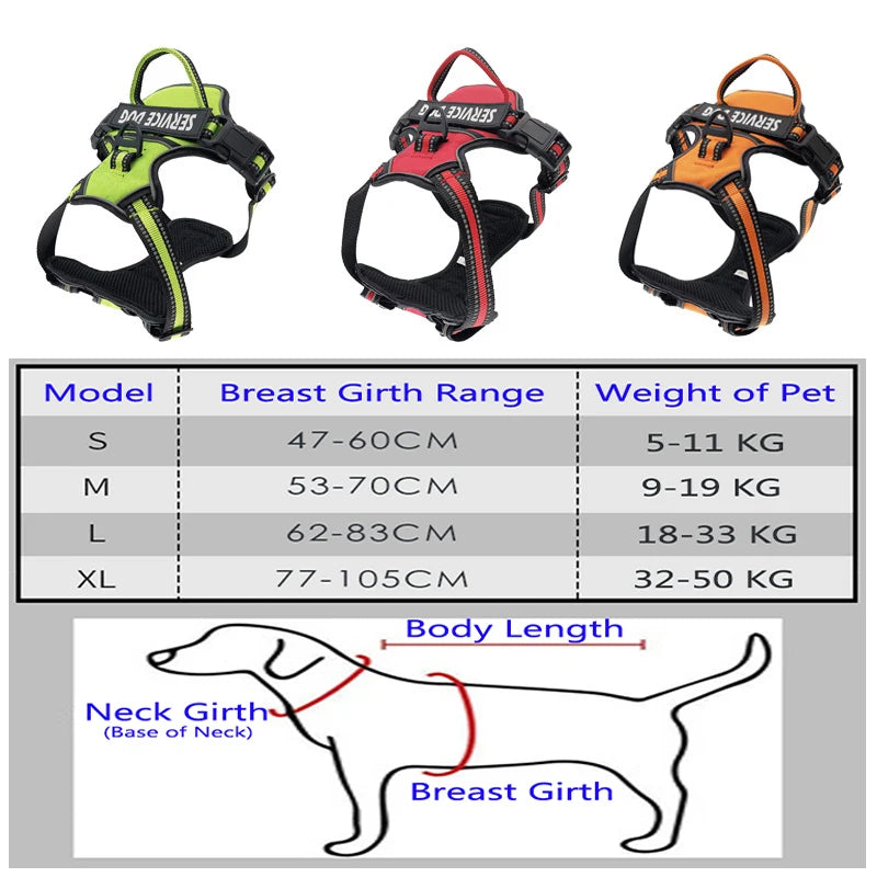 New Reflective Dog Harness Leash Adjustable Mesh Pet Collar Chest