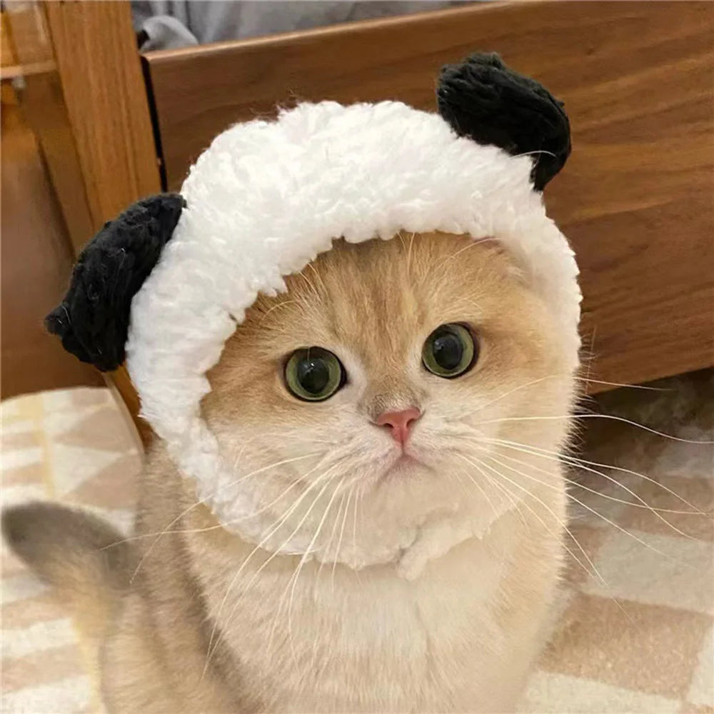 Funny Panda Hat for Pet, Warm Cap, New Year Party, Christmas Cosplay