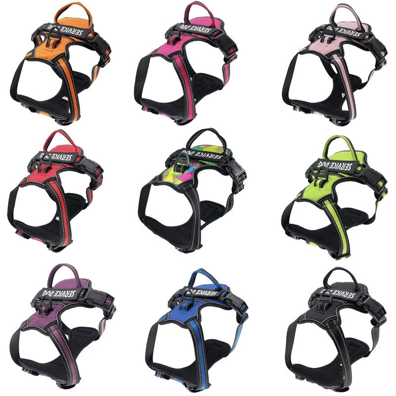 New Reflective Dog Harness Leash Adjustable Mesh Pet Collar Chest