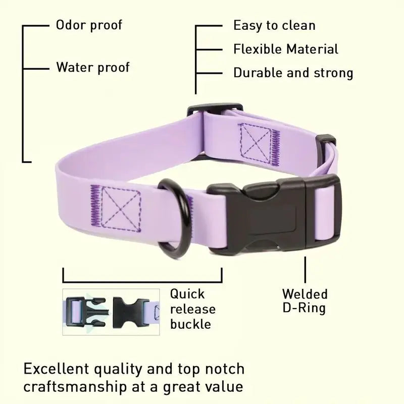 Pet Collar PVC Dog Collar Waterproof Adjustable Soft Easy Clean Dog